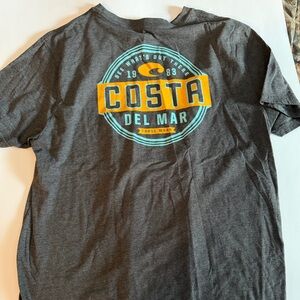 Costa Charcoal Tee with Blue and Yellow Logo
